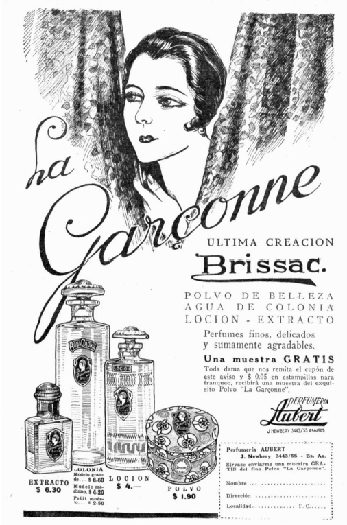 Anuncio publicado en la prensa. La garconne se hace célebre
