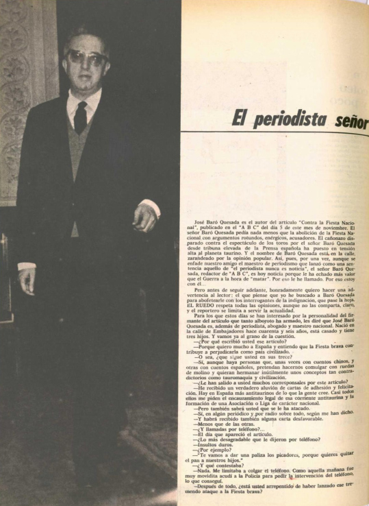 Fotografía de Baró en la entrevista para El Ruedo