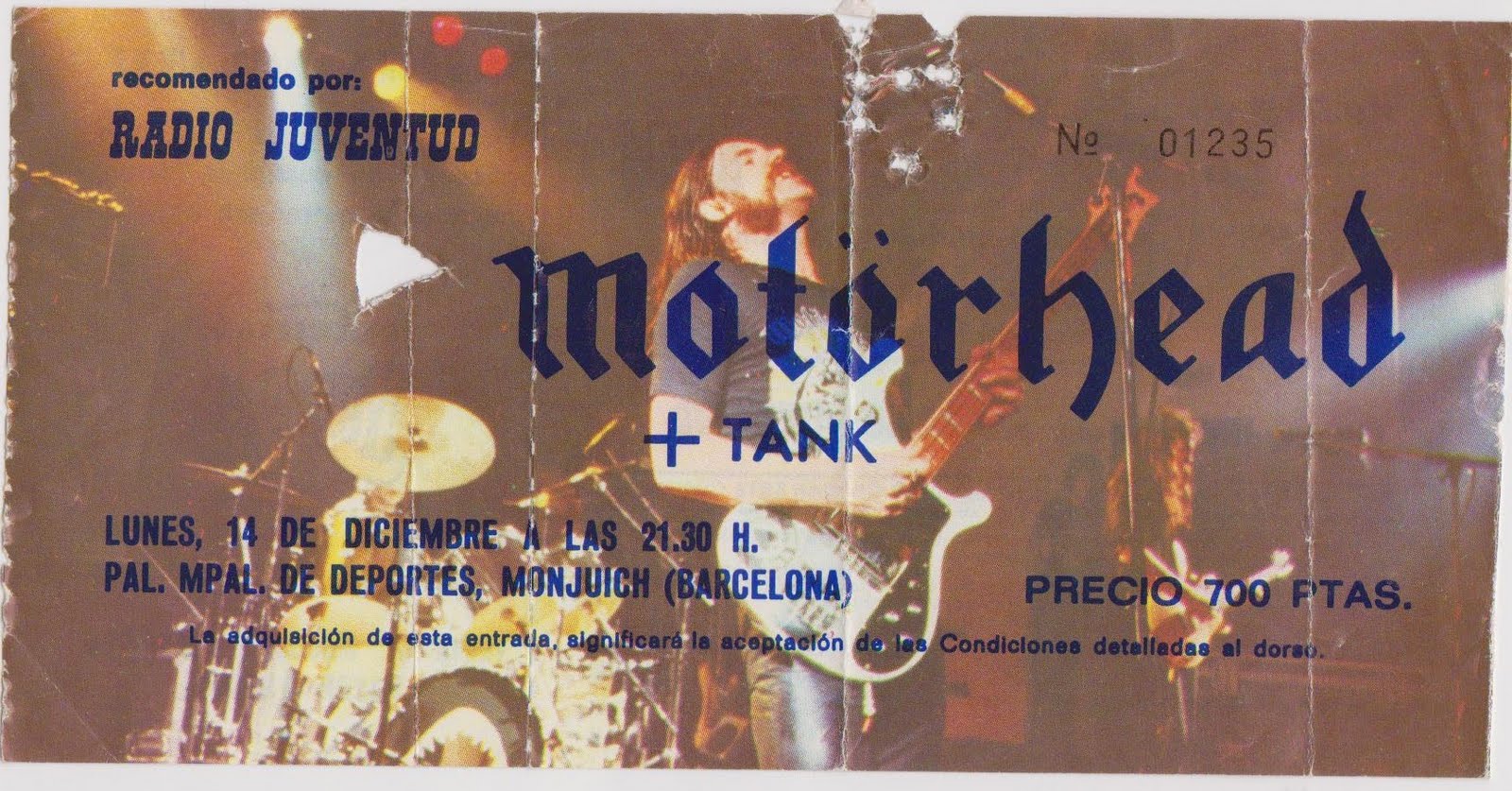 Entrada del concierto de Motörhead en Barcelona