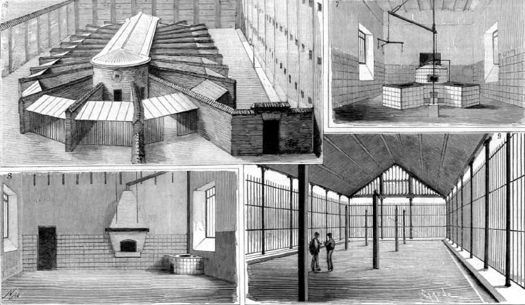 Exterior de la cárcel Modelo e ilustraciones del interior