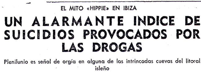 Titulares del periódico Pueblo sobre la llegada de hippies a Ibiza