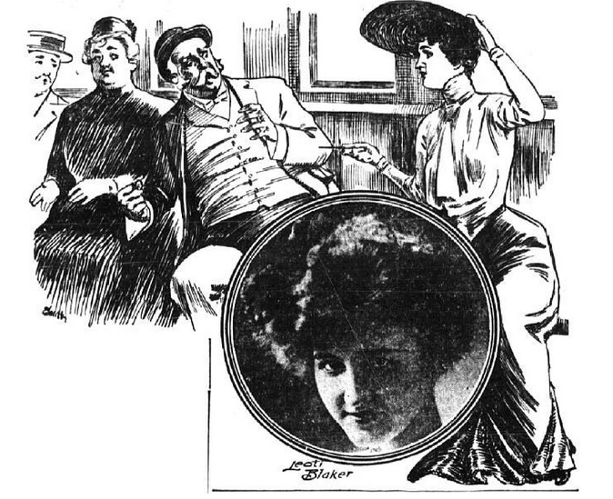 Una mujer blande su alfiler ( The New York Evening World , 1903)