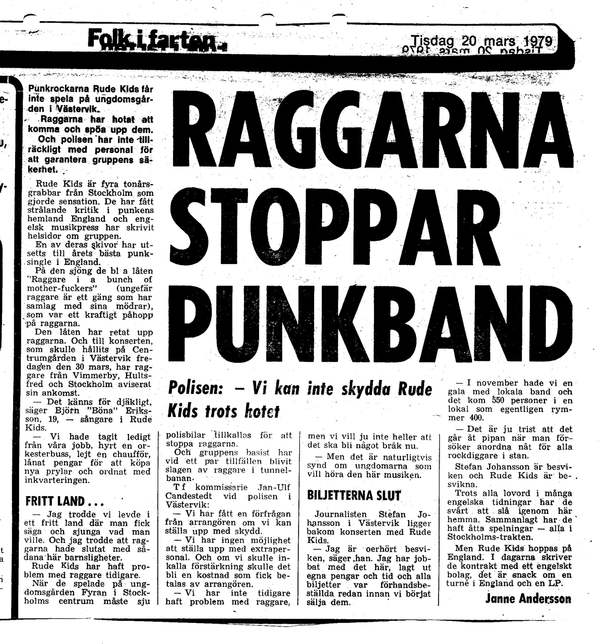 Artículo sobre los Rude Kids y su enfrentamiento con los raggare