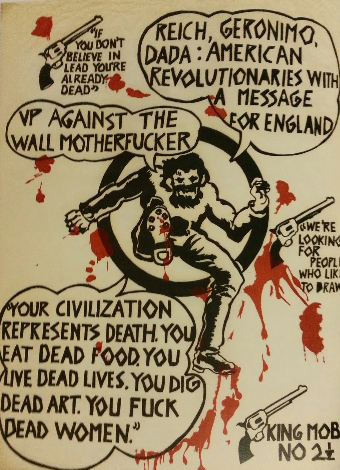 King Mob #2 (1967). En realidad, se trata de un diseño y texto tomado del grupo de Nueva York Motherfuckers / Black Mask