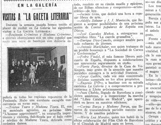 Tzara visita La Gaceta Literaria (1 de mayo de 1929)