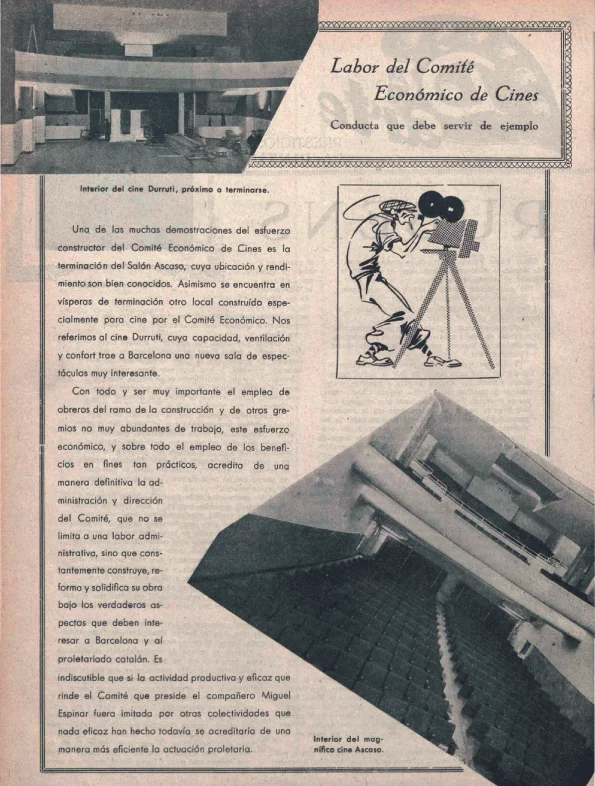 El cine Durruti, arriba a la izquierda ( Mi Revista , enero de 1938)