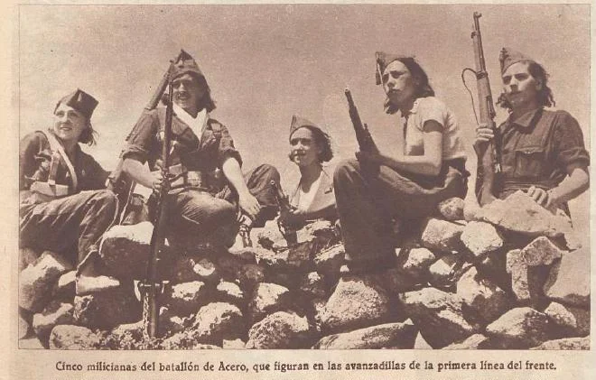 Milicianas en grupos mixtos (Batallón del Acero)