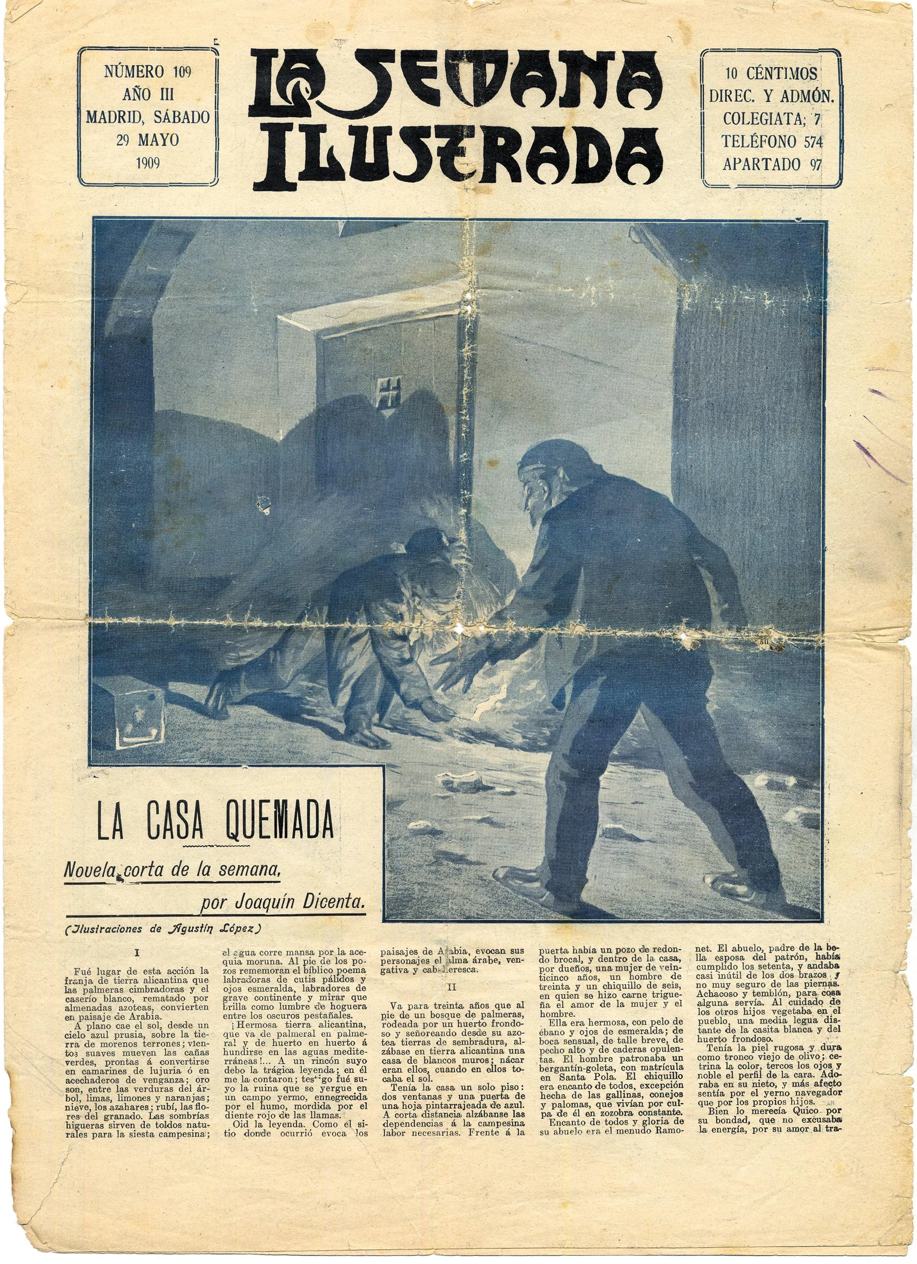 Relato de Joaquín Dicenta publicado en La Semana Ilustrada (29 de mayo de 1909)
