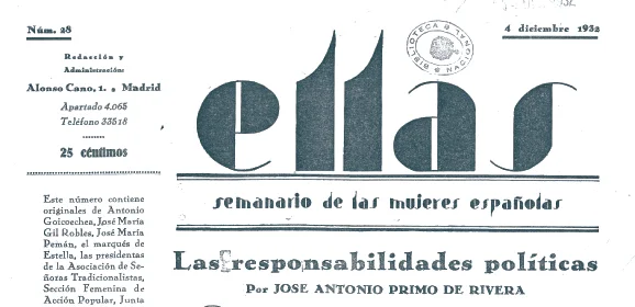 Cabecera del periódico derechista de mujeres Ellas