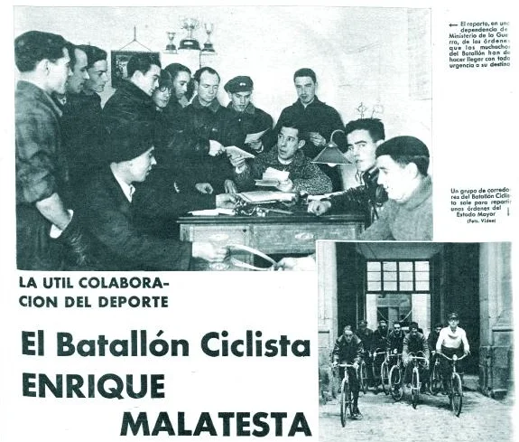 El Batallón Ciclista Malatesta ( Mundo Gráfico , marzo de 1937)