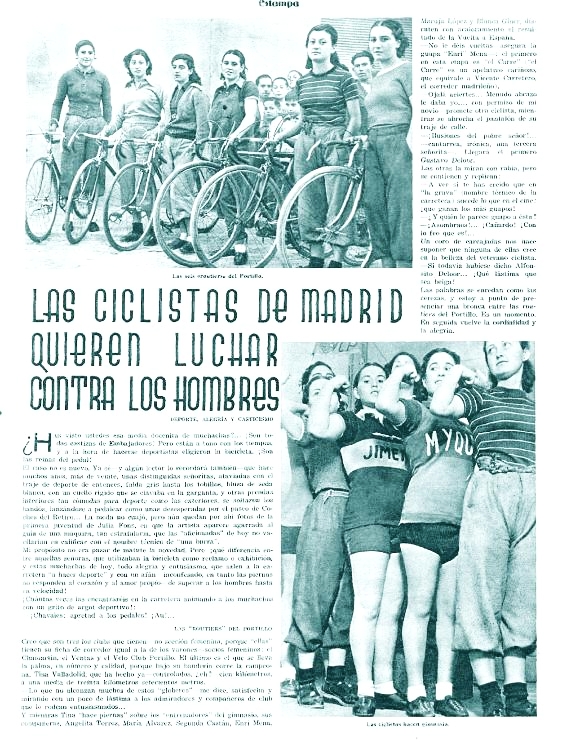 Las chicas ciclistas de Portillo ( Estampa , 13 de junio de 1936)