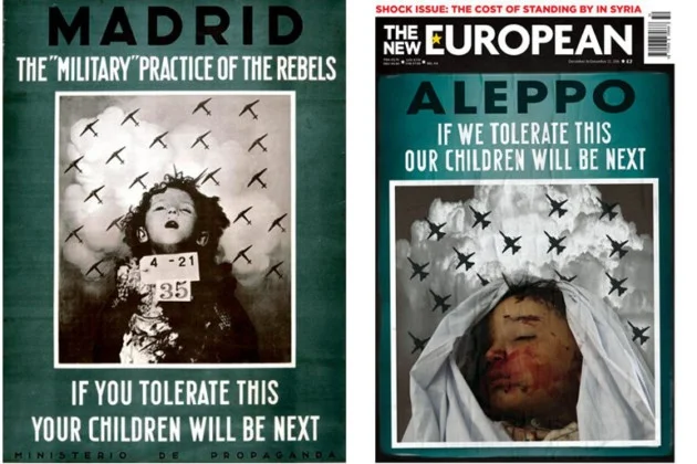 El diseño del cartel y su versión de Alepo