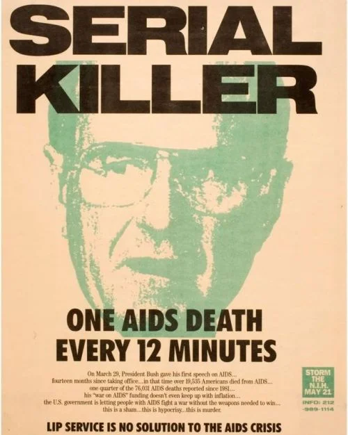 Póster anti Bush de AIDS Coalition to Unleash Power (Act Up, artista no identificado, Nueva York, 1990)