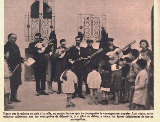 Una banda de músicos ciegos interpretando las futuras canciones de éxito ( Crónica , marzo de 1931)