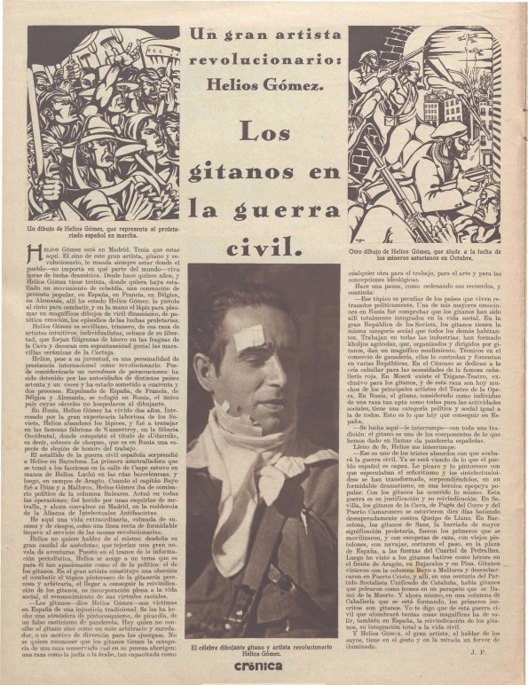 Reportaje en Crónica dedicado a Helios Gómez (18 de octubre de 1936)