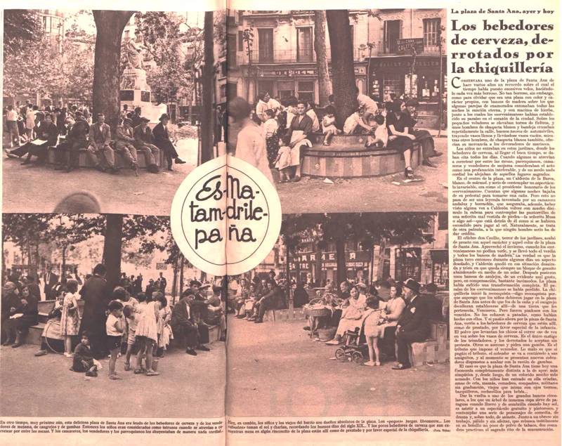 Reportaje sobre la plaza de Santa Ana y los «cervezómanos» (17 de junio de 1935, Crónica )