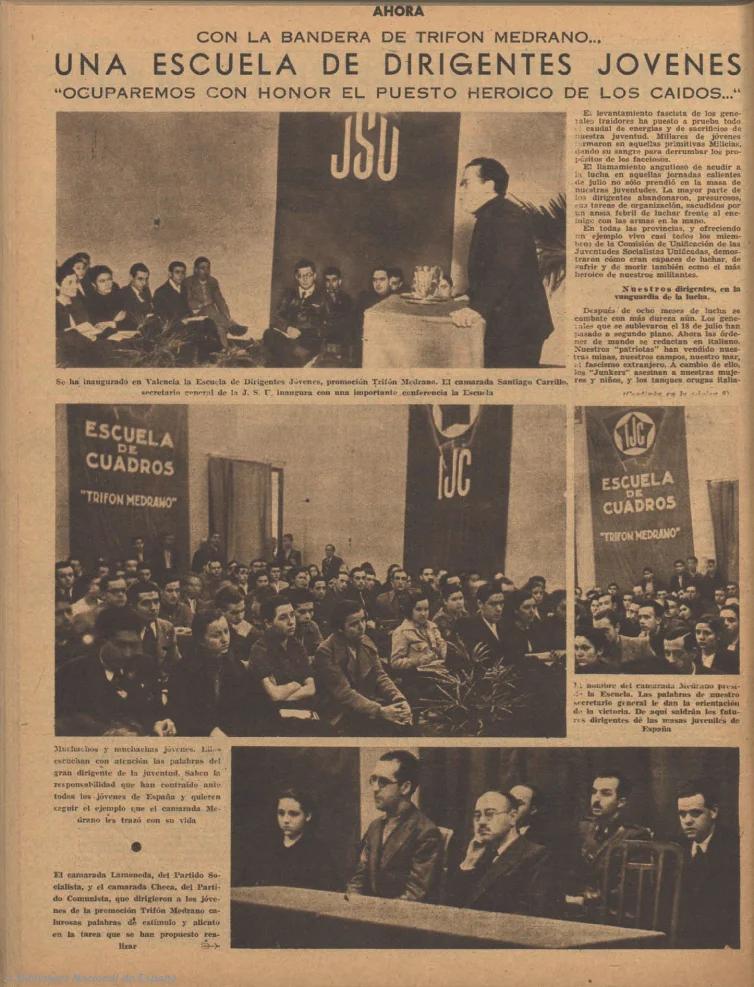 Reunión de la Escuela Trifón Medrano como homenaje a su figura ( Ahor a, 25 de marzo de 1937)