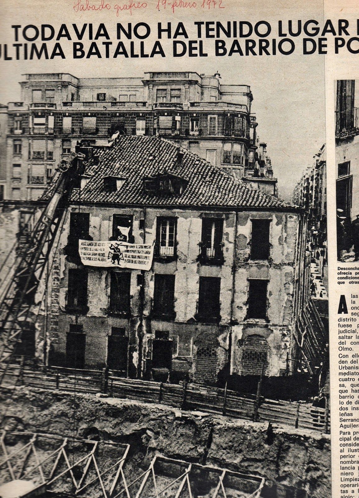 Derribos y resistencia en el barrio de Pozas. Sábado Gráfico (19 de febrero de 1972)