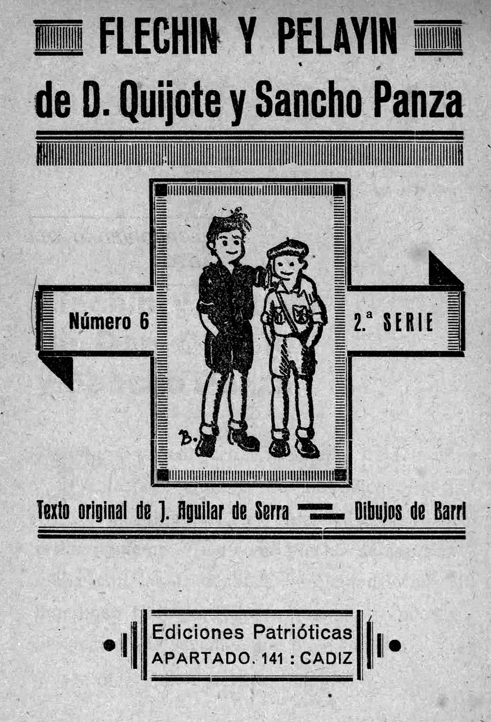 Flechín y Pelayín convertidos en Don Quijote y Sancho Panza (Ediciones Patrióticas, 1941)