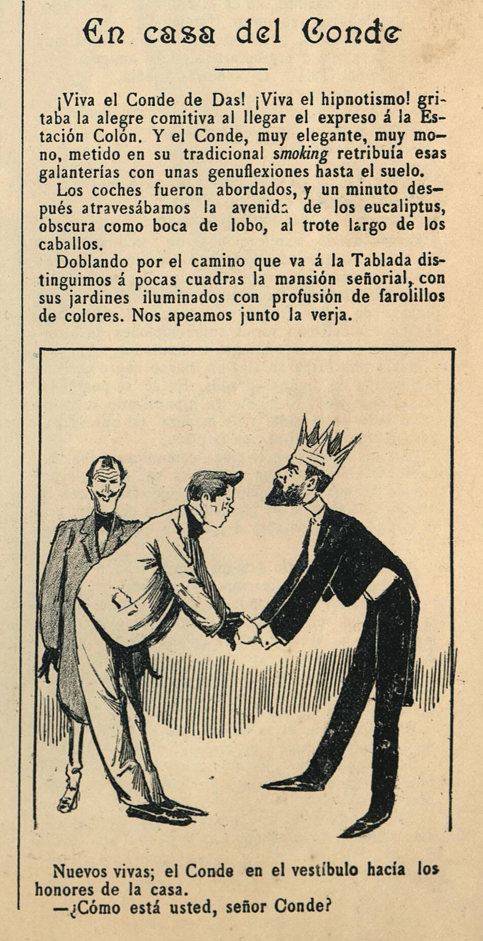 El conde Das, con corona en Caras y caretas (Buenos Aires, 11 de octubre de 1896)