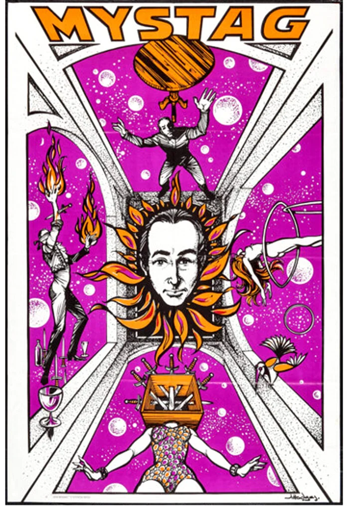CARTEL DE MYSTAG por James Hodges (Edtions Mystagogiques, c. 1970s)