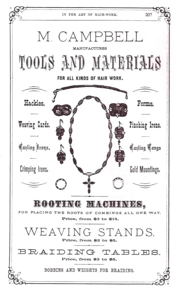 Anuncio de un taller de «joyería de luto» (circa 1890)