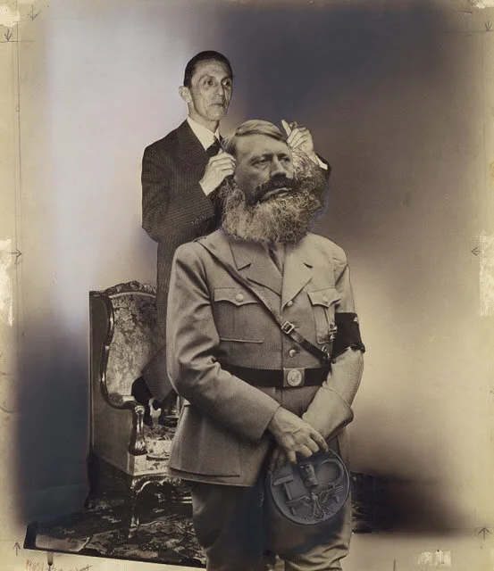 Fotomontaje de John Heartfield en el que Joseph Goebbels aparece disfrazando a Hitler para que parezca más socialista que nazi en su nacionalsocialismo.