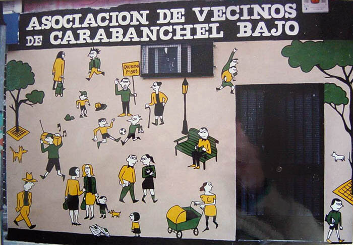 Asociación de Vecinos de Carabanchel. Pared en Calle Víctor Manuel III de Carabanchel. Hoy desaparecida. 5x3 metros (1990-1991).