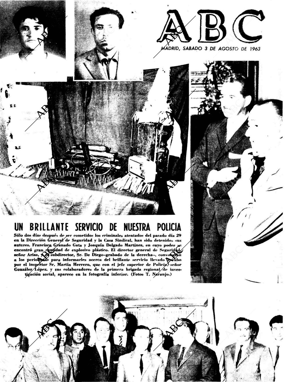 Portada de  ABC  informando de la detención de Delgado y Granado.