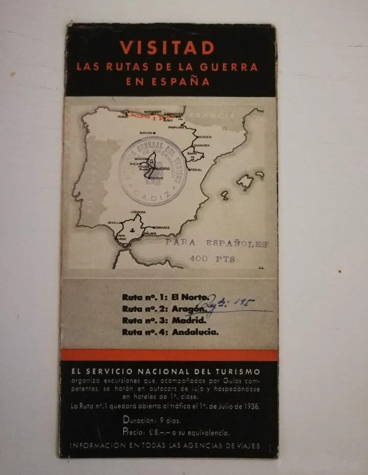 Folleto promocional de las  Rutas de la guerra en España  (1938)