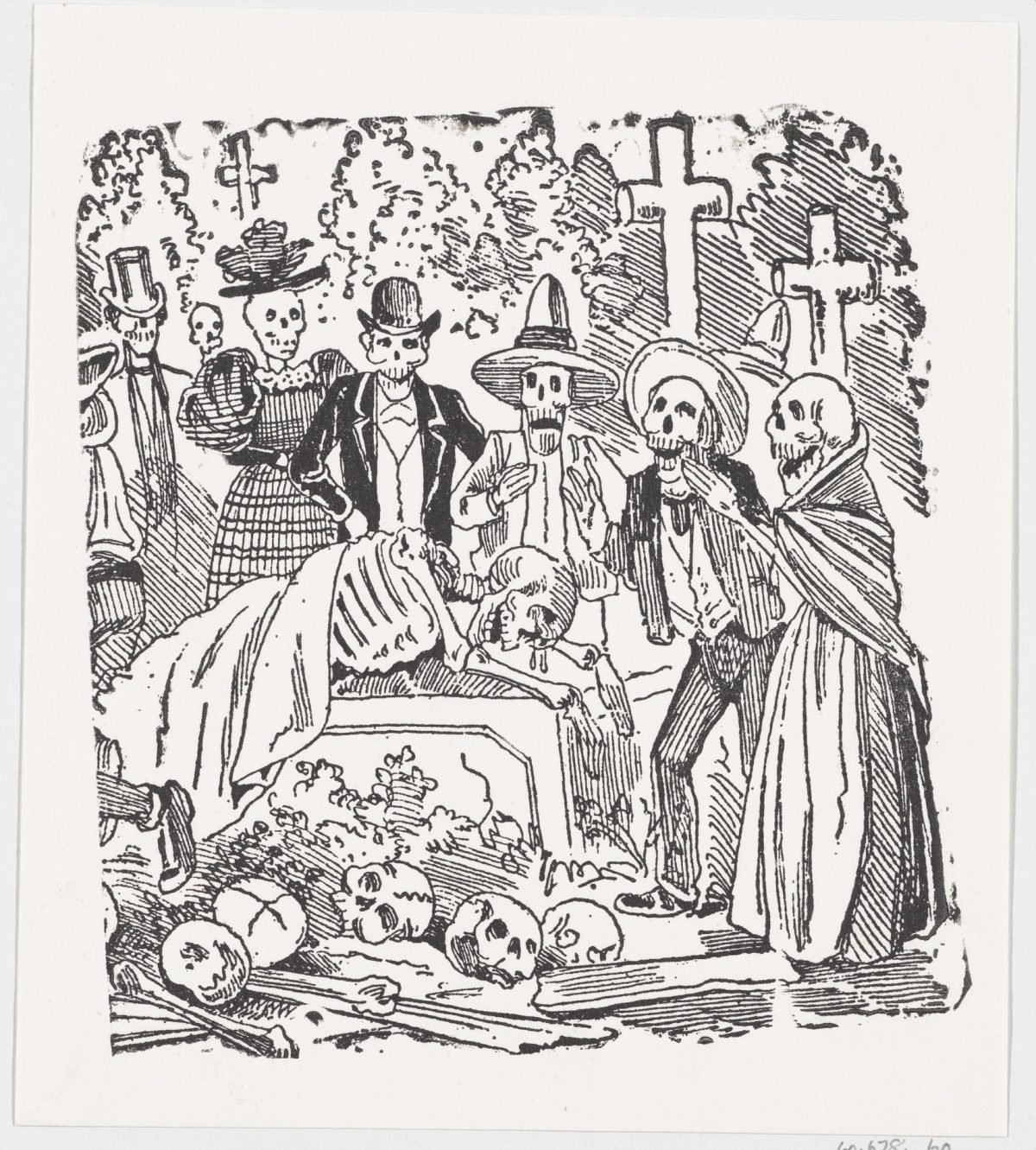 A-skeleton-covered-with-a-sheet-crying-in-a-cemetery-from-a-broadside-entitled-Calavera-llorando-el-hueso-Artist-José-Guadalupe-Posada-Mexican-1851–1913-Date-ca.-1880–1910-Medium-Wood-engraving-1200x1331.jpg