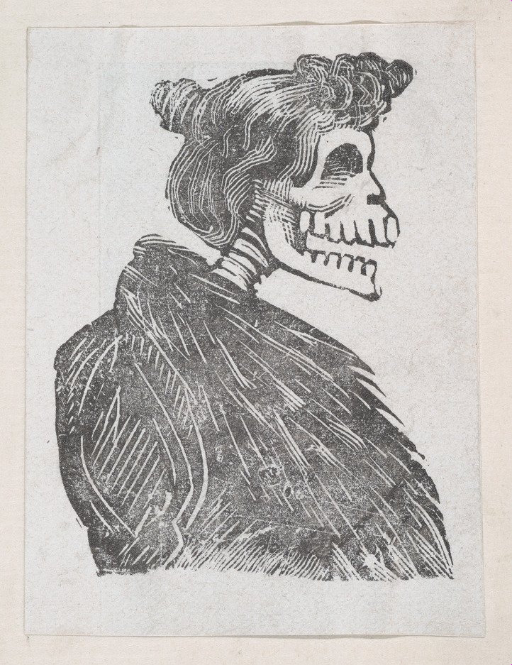 Profile-of-a-female-skeleton-with-a-fur-vest-from-a-broaside-entitled-La-Calavera-de-Cupido-Artist-José-Guadalupe-Posada-Mexican-1851–1913-Date-ca.-1880–1910-Medium-Etching-on-zinc.jpg