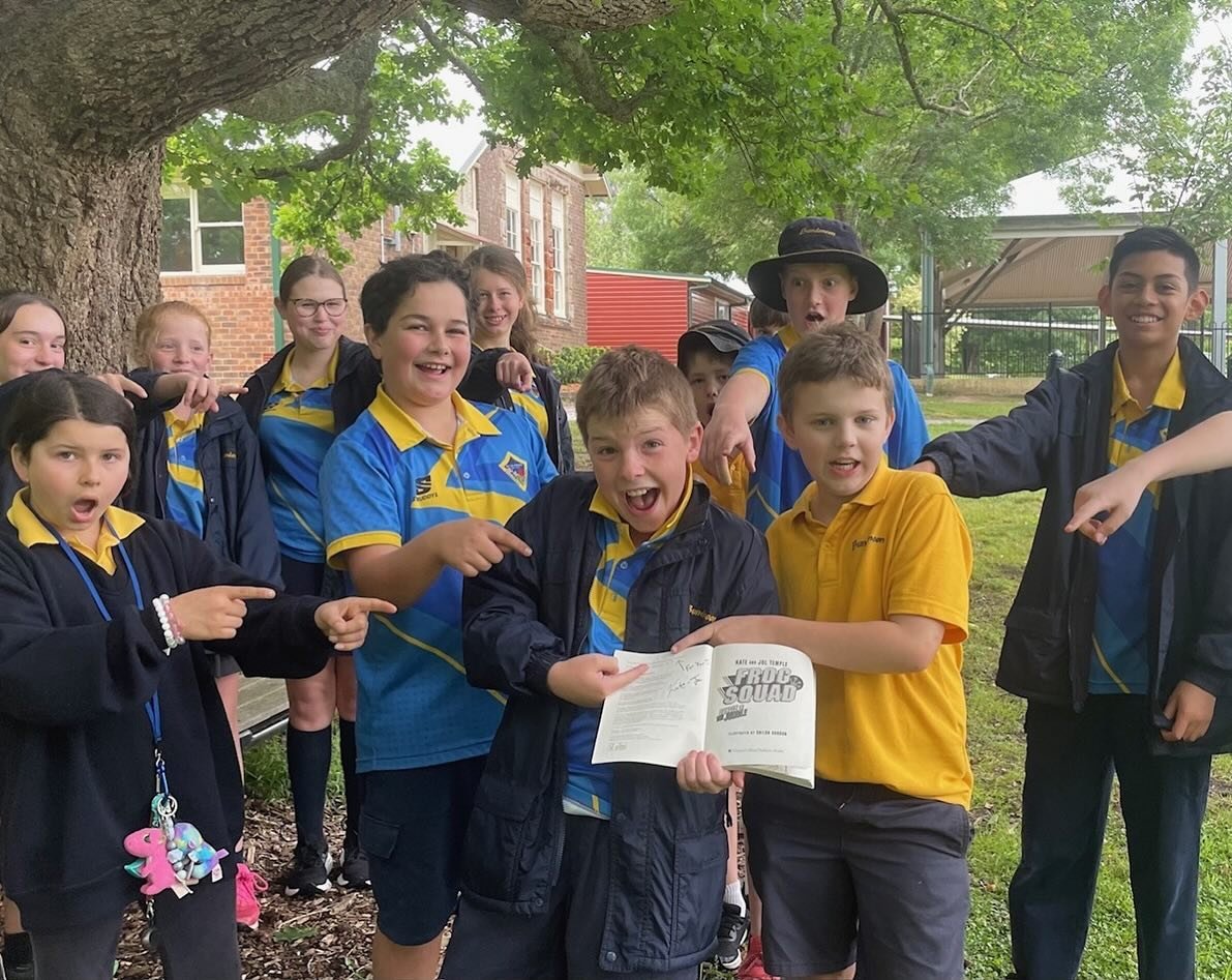 Get ready for this sweetest of stories! So at the end of our school tour marathon we visited this gorgeous little school, Bundanoon Public in the Southern Highlands. And while we were there one plucky kid asked us if we would ever dedicate a book to 