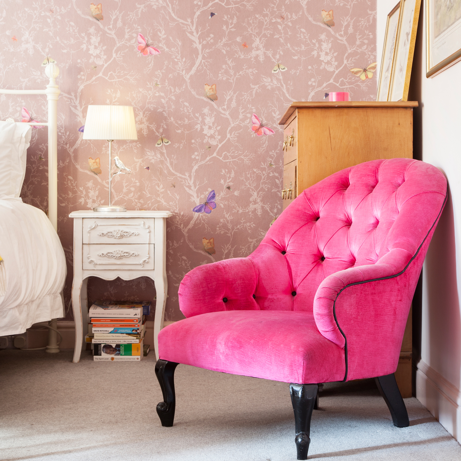 The hot pink armchair from Tann Rokka, bought in the days when weekends really were weekends/Photo: Susie Lowe