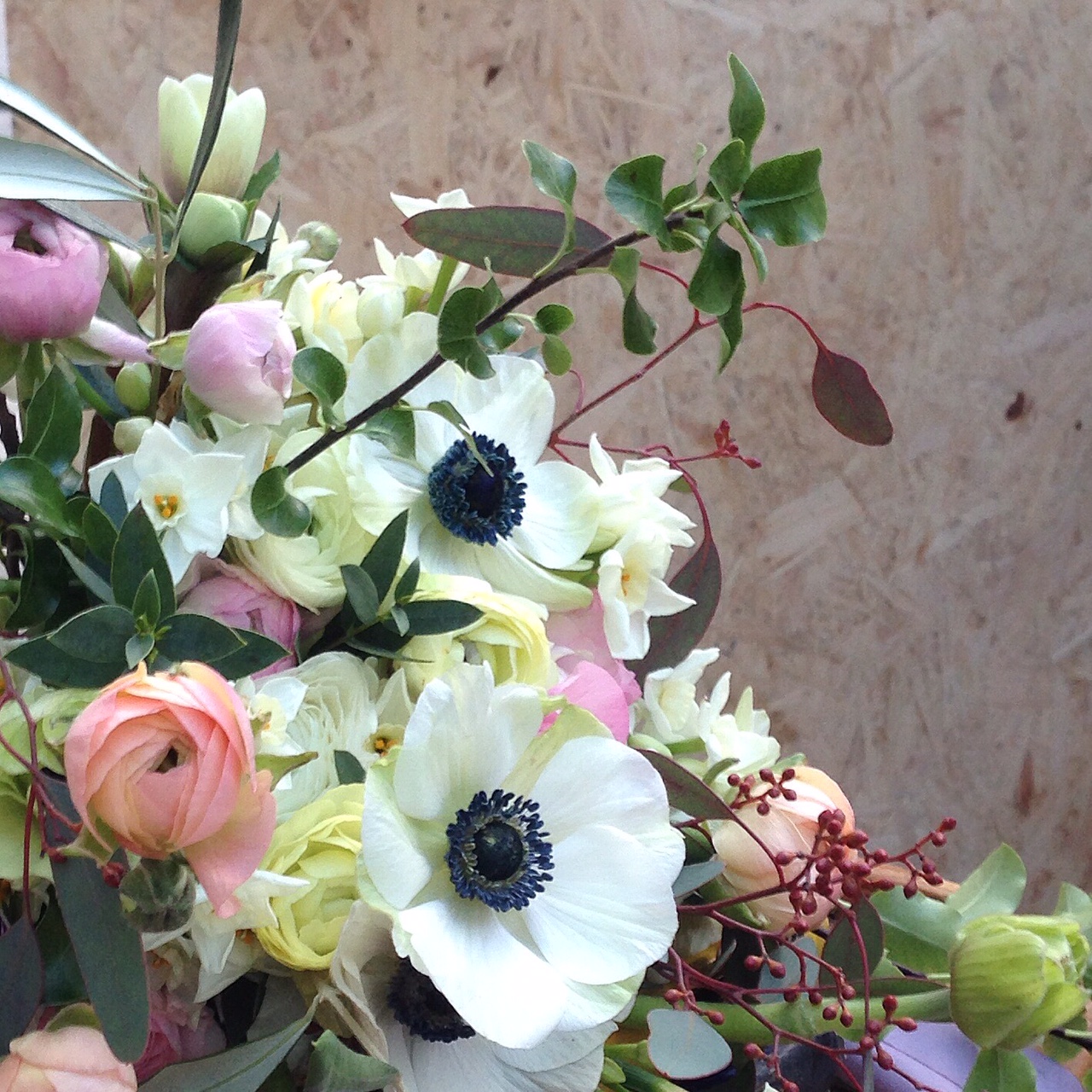 Paperwhite Narcissi, Hellebore and Tulips/Photo: Hedgerow Florist