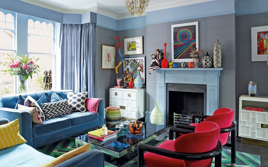 Jenny Packham's living room, with Berber cushions from Larusi/Photo: The Telegraph