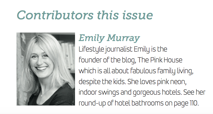 Article by Emily Murray from The Pink House in Essential Kitchen Bathroom Bedroom magazine