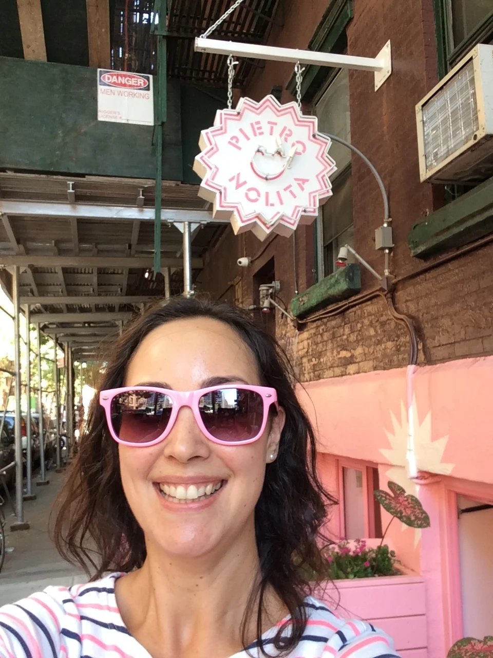 Alex from Toddling Round New York outside Pietro Nolita