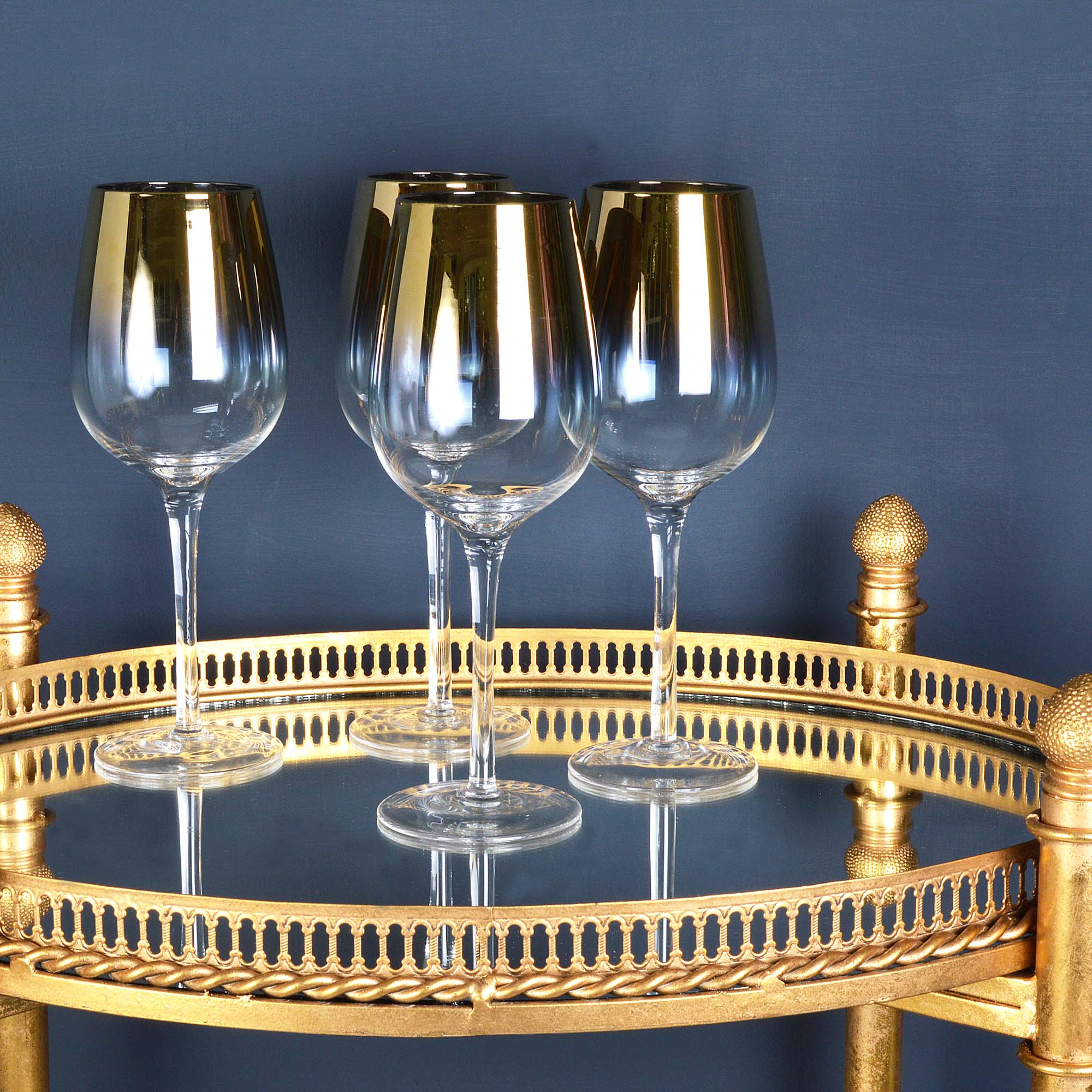 Audenza's ombre wine glasses and decorative drinks stand