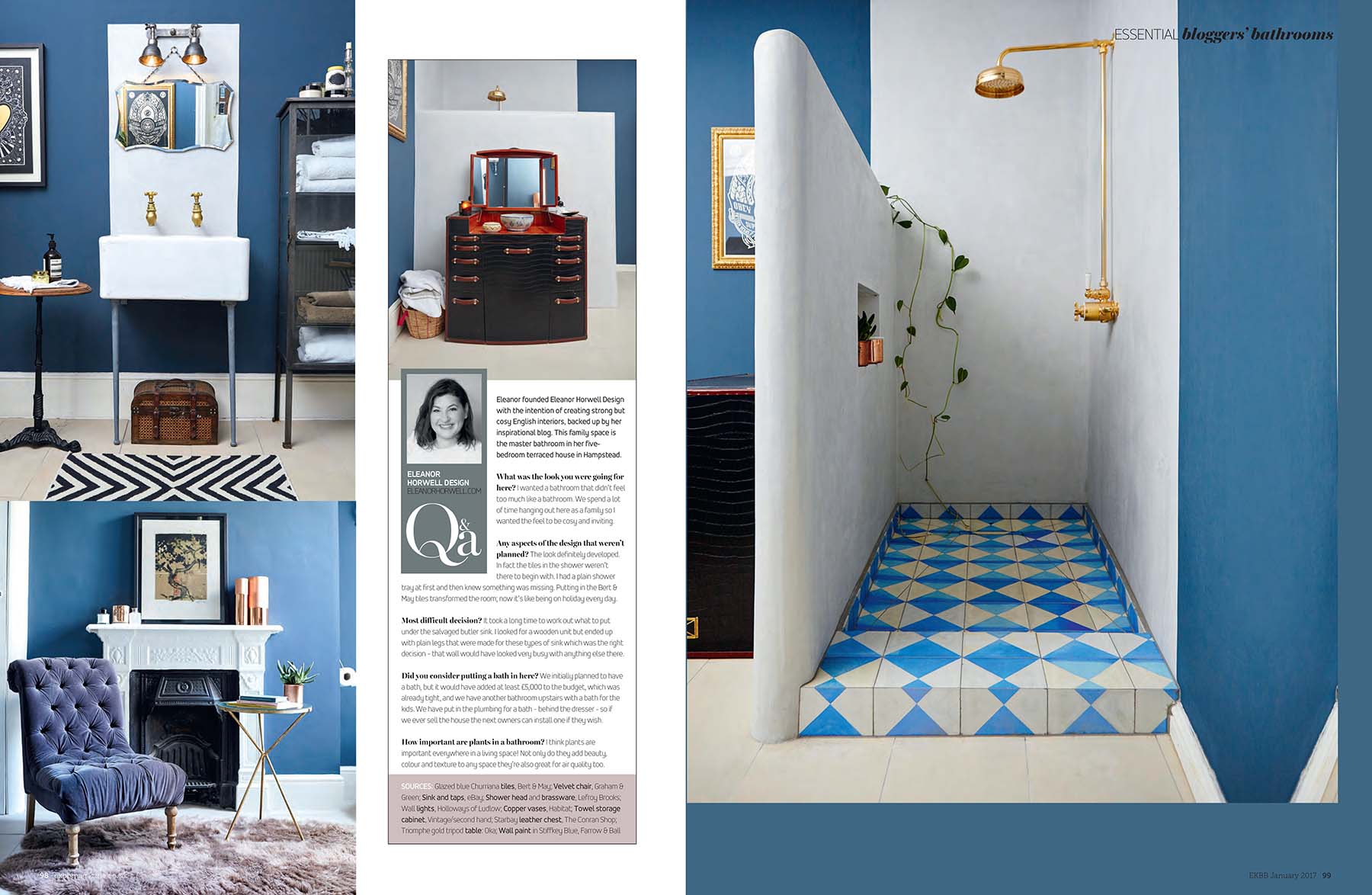Blogger bathrooms Eleanor Horwell Design in EKBB magazine