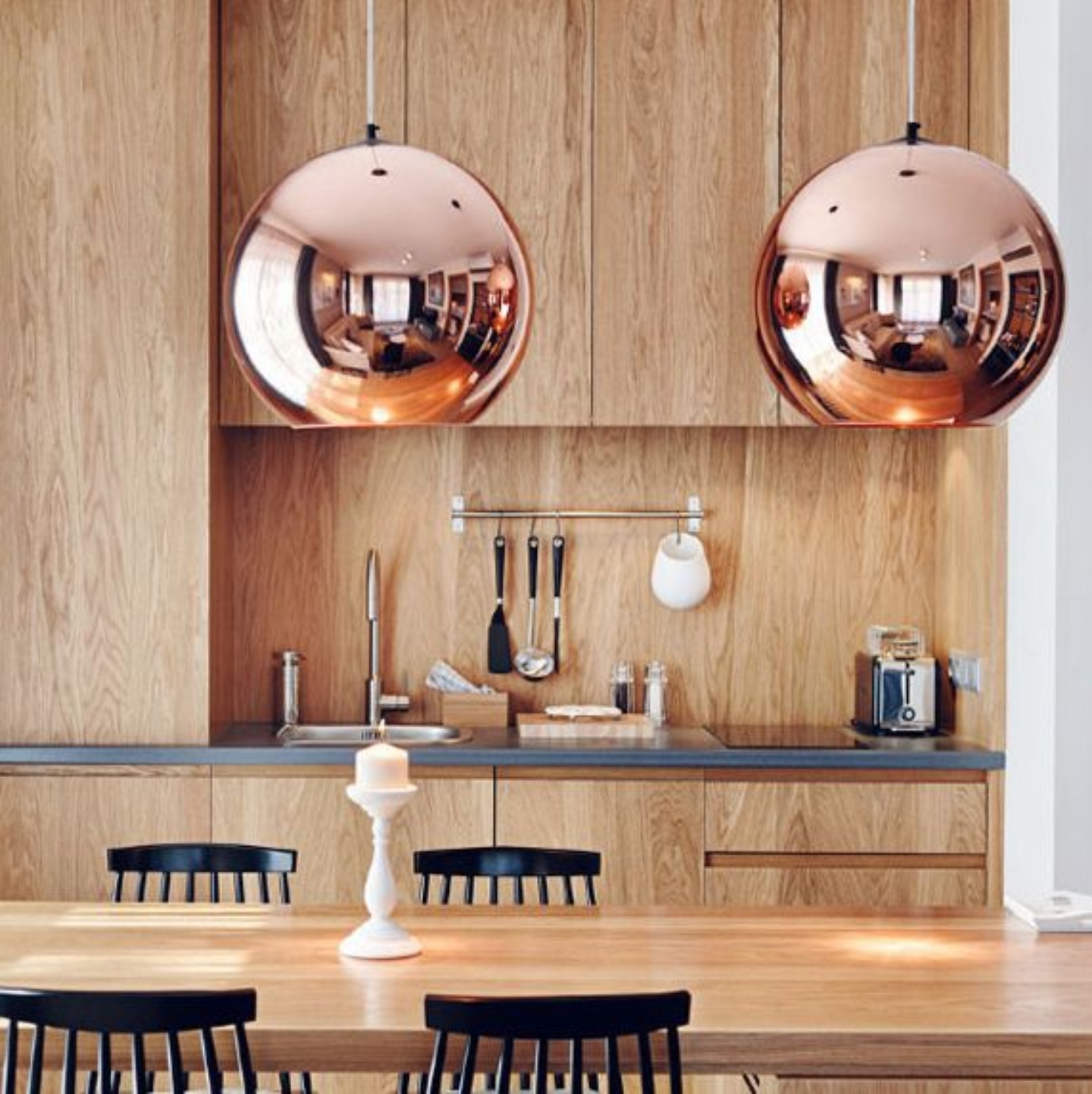 Tom Dixon's copper pendant light x 2 (but that's still only 1 item ticked off)