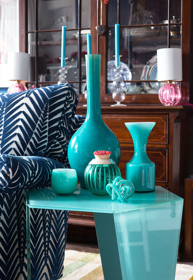 Jessica's turquoise glass collection