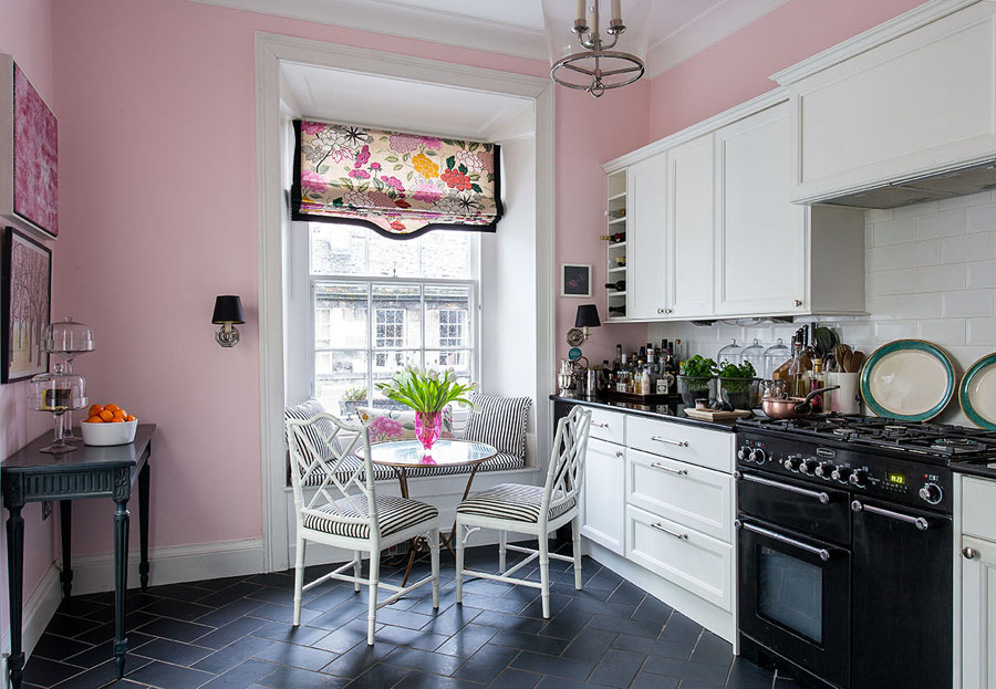 The wall colour is very similar to Farrow &amp; Ball's Middleton Pink