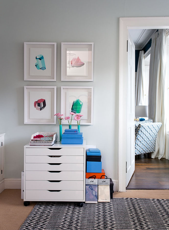 Jess keeps her fabric samples in these drawers