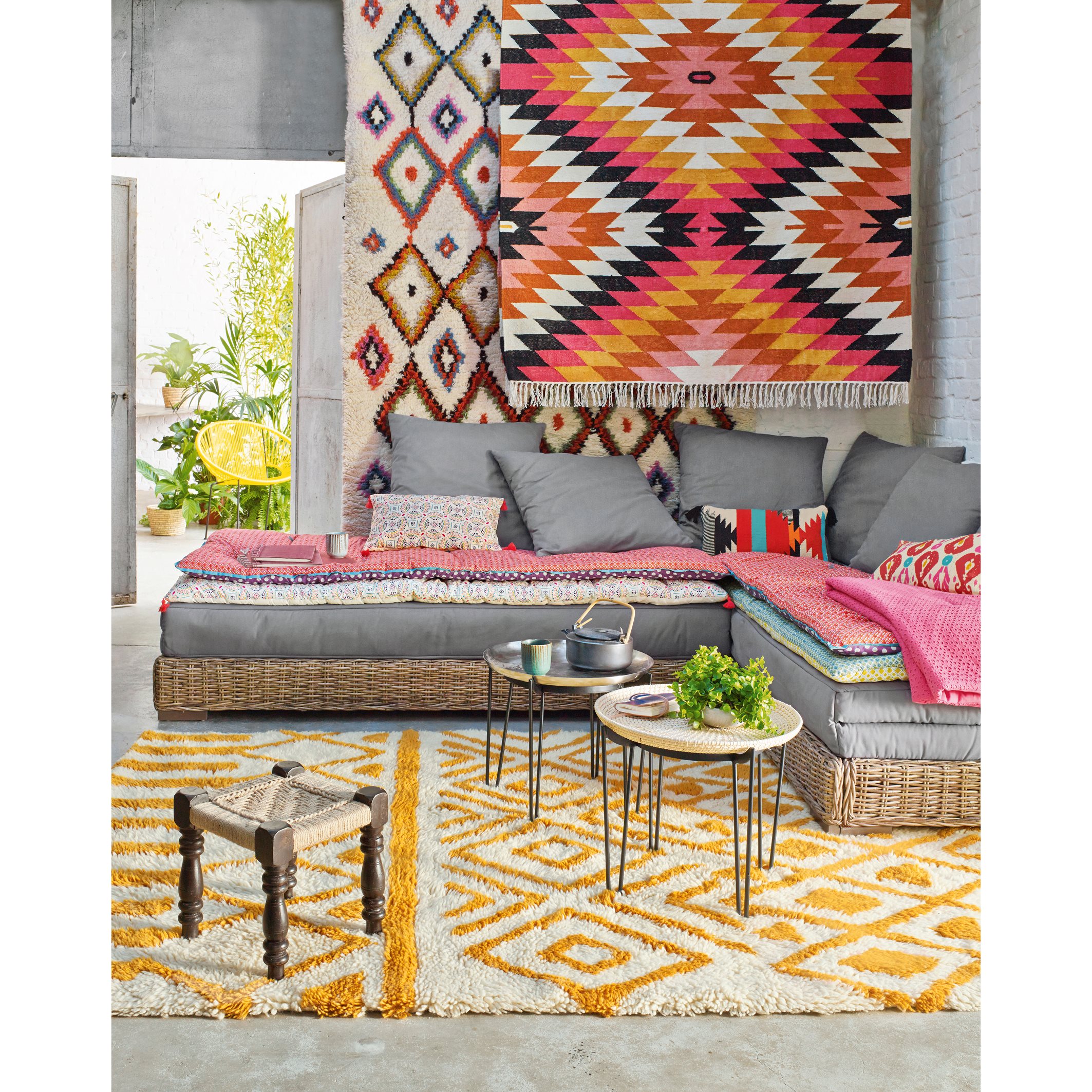 La Redoute Berber style yellow Ocrul rug