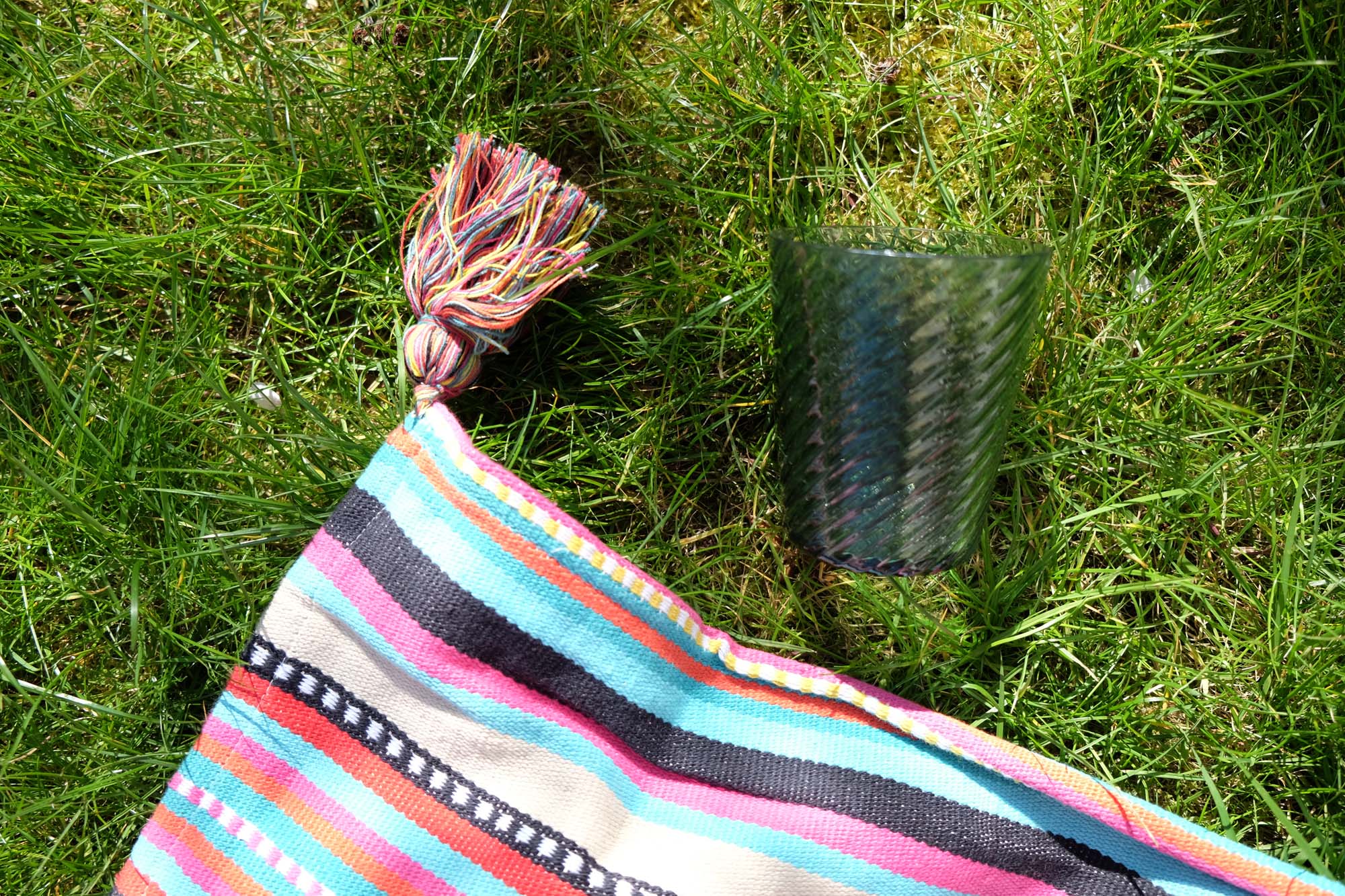 M&S picnic blanket in The Pink House's garden