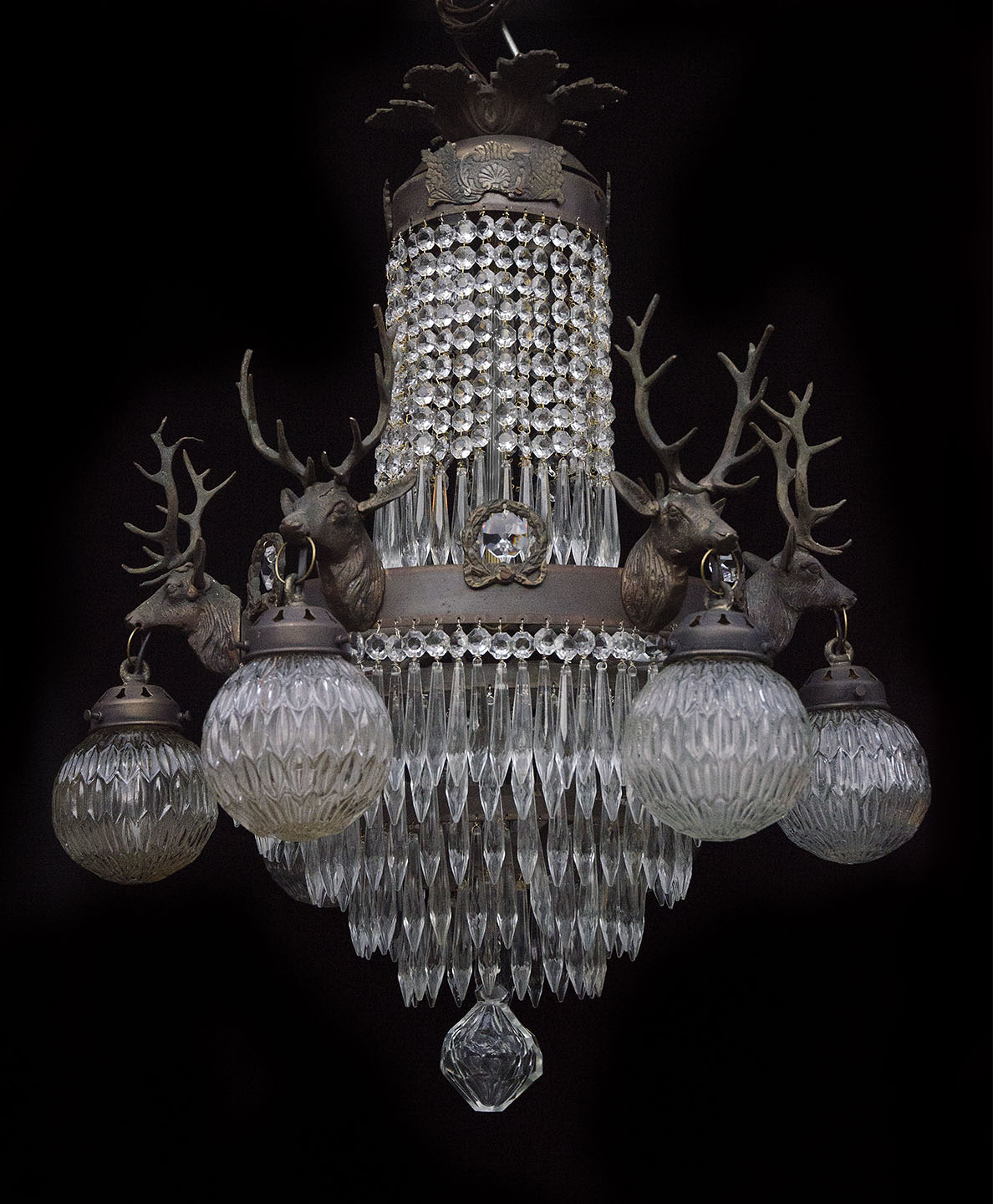 Vintage Wonderland Chandeliers 1930s Belgian stag head chandelier