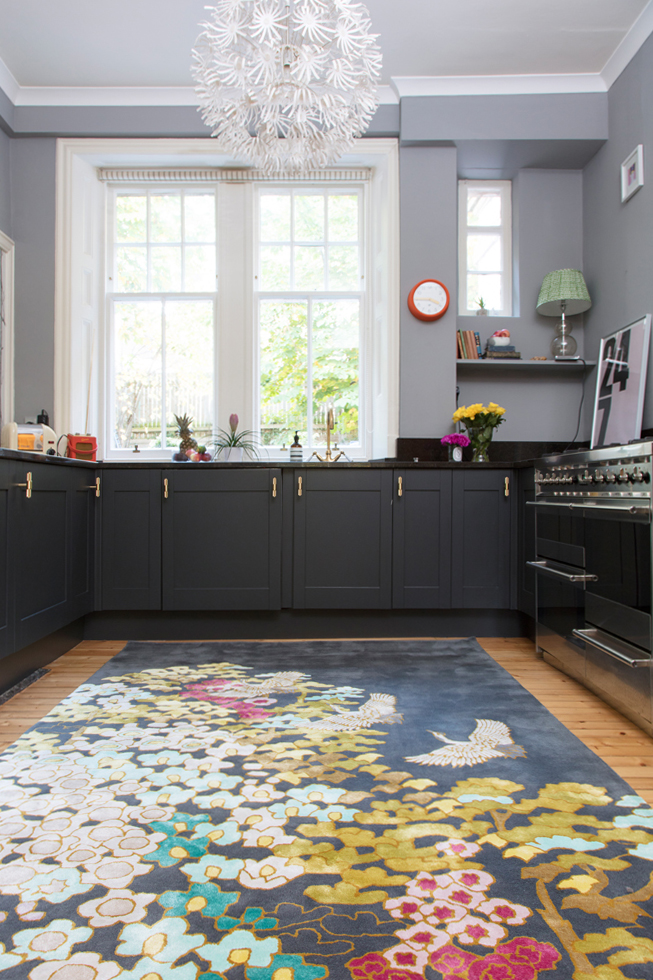 Wendy Morrison Design Mount Orient rug in The Pink House's kitchen/Photo: Susie Lowe
