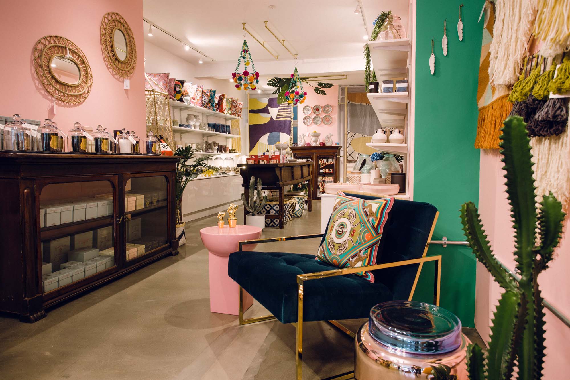 Inside the W.A.Green Shoreditch store, with its walls painted in Angie by Little Greene