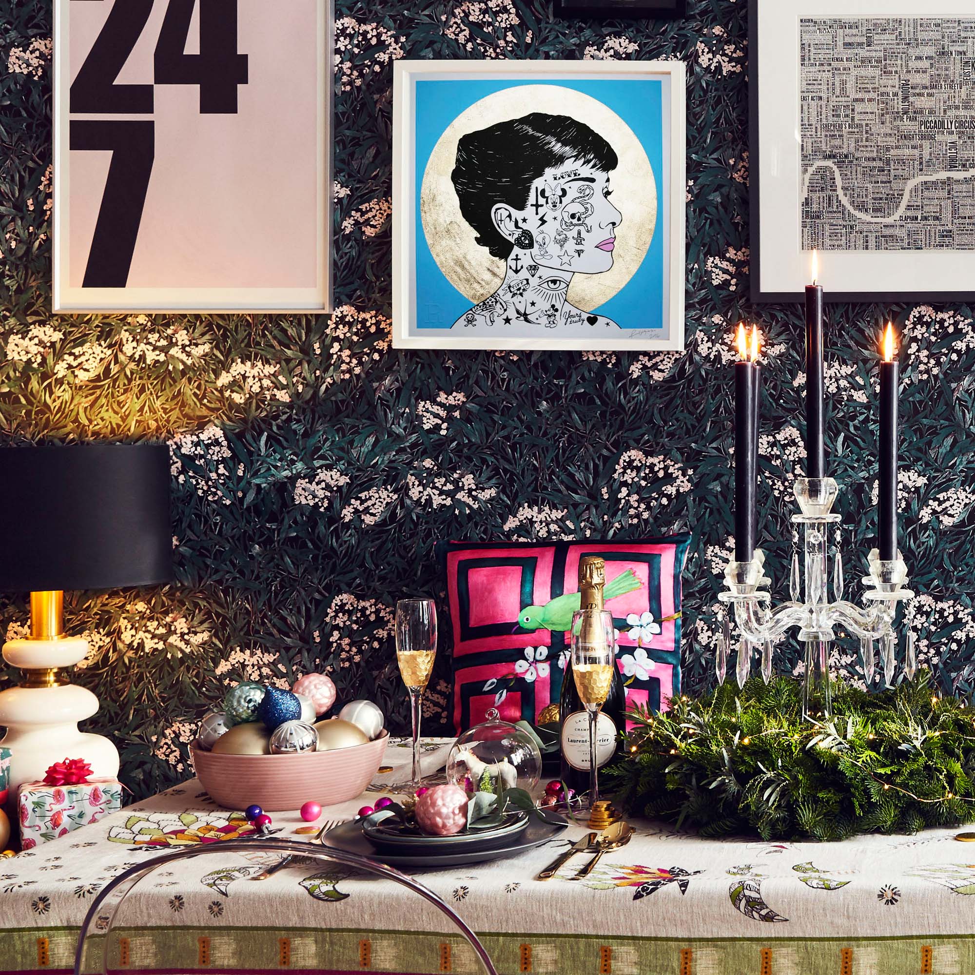 glamorous festive table styled for a new year party